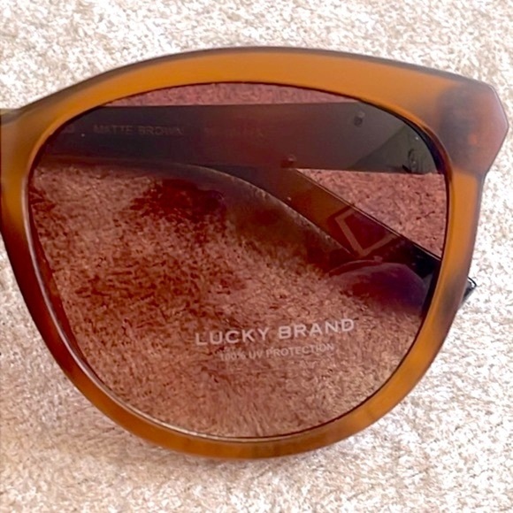 Brand New Lucky Brand Matte Brown Tortoise Round Cat Eye Sunglasses - Picture 5 of 15